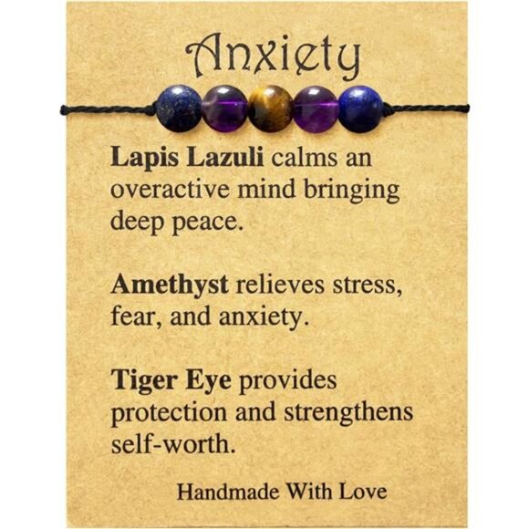 amethyst crystal healing stone bracelet anxiety relief adjustable gemstone gift - Picture 1 of 7
